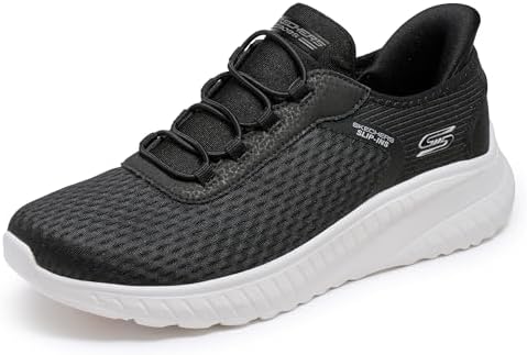 Skechers Donna Bobs Squad Chaos In Color Slip-In ALLENATRICE, Black Mesh Trim, 38.5 EU