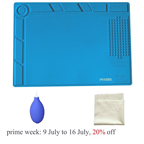 PHIMIITA Silikonmatte Lötmatte Löten Matte hitzebeständig Matte 530℃ 13.8 x 9.8 Zoll Solder Mat für Löten Lötkolben BGA Überarbeitungs-Station Elektronik Reparatur - 7