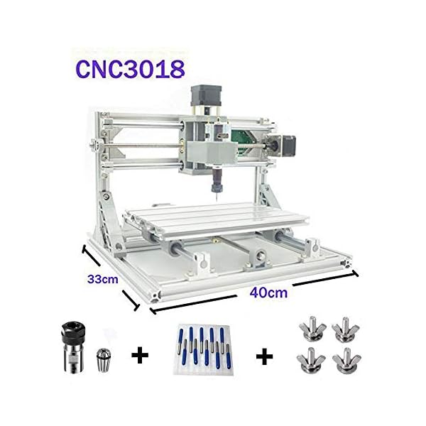 【Verbesserte Version】CNC 3018 Pro Fräsmaschine, Arbeitsbereich: 300 * 180 * 45mm, GRBL Control 3 Achsen Mini DIY Holz Router CNC Graviermaschine mit Offline Controller + ER11 + 5mm Verlängerungsstange