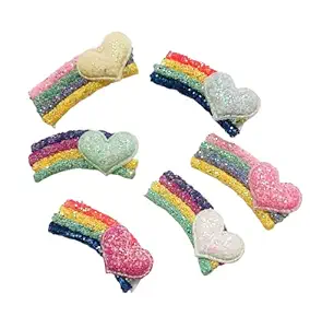 HOMEPIC 3 PCS Fashion Rainbow Sequins Hairpin Women Girls Hair Clips Barrette Accessories For Hair Hairgrip Ornaments Headwear (Heart Shape)