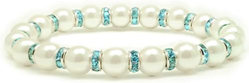 Women's Magnetic Hematite White Tuchi Simulated Pearl Bracelet, 7.5"