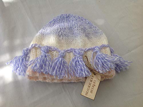 Hand Knitted Baby Beanie hat with Tassels
