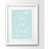 Babyzimmer Bild ungerahmt, türkis mint, you are loved Deko Pfeile
