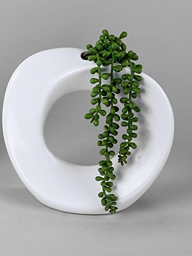Moderne Deko Vase Blumenvase rund aus Mattglas in weiss Höhe 20 cm Breite 20 cm