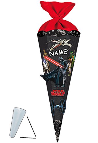BASTELSET Schultüte – “ Star Wars / Darth Vader “ – 85 cm – mit / ohne Kunststoff Spitze – Zuckertüte – incl. Rohling – Bastelschultüte – Set zum selber Basteln – Jungen – Komplettset – Nestler – 6 eckig – Starwars / Clone Anakin Skywalker Luke – R2 D2 – Stormtrooper / Yoda – Jedi / Schultüten – Geschenktüte – Schulanfang – Schulbeginn / Schultütenrohling - 3