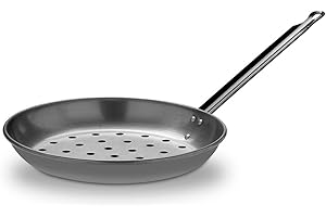 VAELLO LA VALENCIANA VAELLO - Poêle à Châtaignes et Marrons - Fabrication en Acier Poli - Accessoire de Cuisine Traditionnel pour Cuisson sur Braise et à la Cheminée - Ø 28 cm