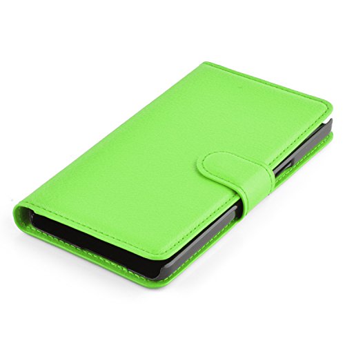 Cadorabo – Book Style Hülle für Samsung Galaxy A3 (5) (A300 – Modell 2015) – Case Cover Schutzhülle Etui Tasche mit Standfunktion und Kartenfach in MINZ-GRÜN - 6