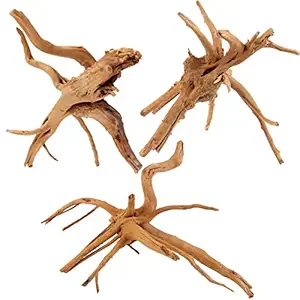 Driftwood for Aquarium Natural Spider Wood Reptile Branches Fish Tank Decoration Plant Stump Assorted (3 Pcs, 4