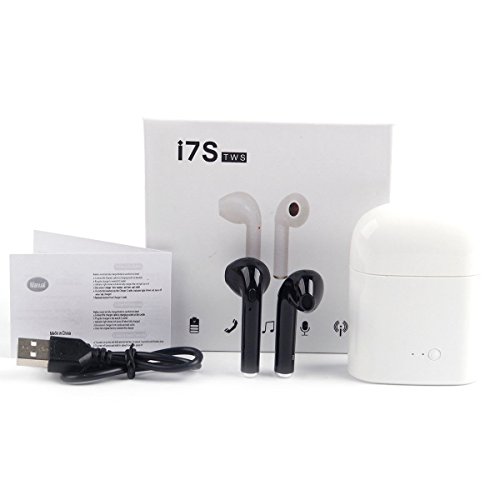 Price comparison product image Wireless Bluetooth Headphones Earbud for iPhones X / 8 / 8 Plus / 7 / 6 / 6S / 5 / 5S / Android / Samsung Galaxy and many more - Available in 5 Colours with charging case (Black)