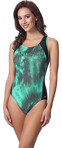 aQuarilla Trajes de Baño Enteros Una Pieza Mujer AQ83 (Negro/Menta Verde, EU 40 (ES 42))