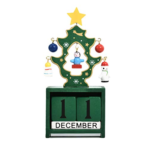 Preisvergleich Produktbild BESTOYARD Weihnachten Holz Kalender Advent Perpetual Desktop Kalender für Weihnachten Home Office Dekoration (grün)