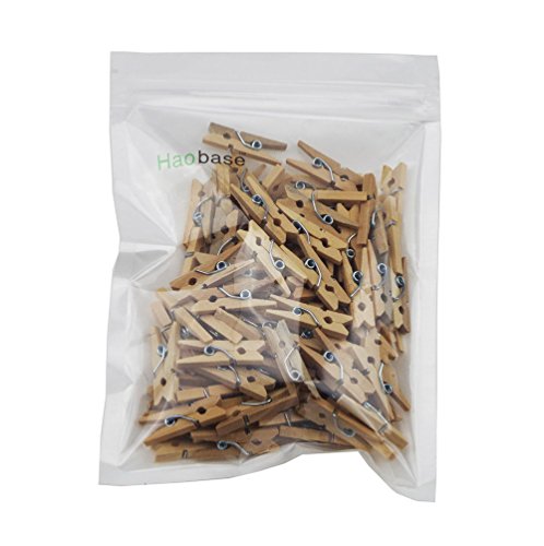 Haobase 100Pcs25mm Mini Wooden Pegs Natural Craft Baby Shower Clothes Pin Line Clothesline by Haobase
