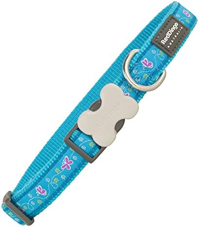Red DingoRed Dingo Bucklebone Dog Collar Design, Butterfly Turquoise, Small 15mm