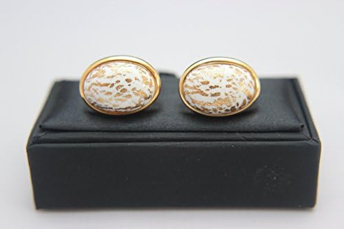 Handmade cufflinks. Metallic gold colour inlaid for striking print effect on oval,gold plated backing. Branded box. Fantastic personal, unique and distinctive cufflink gifts. Every pair are unique.