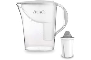 ‎PEARLCO PearlCo - Wasserfilter Standard (weiß) mit 1 Protect+ classic Filterkartusche (f. hartes Wasser) - passt zu Brita Classic