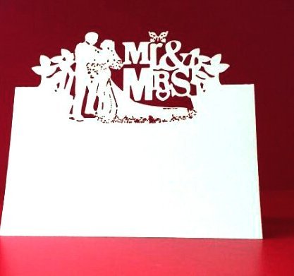 Musuntas 50Tlg MR&MRS Liebe Herz Laser Schnitt Namenskärtchen / Platzkarte / Namensschild / Sitzkarte / Namenskarte / Tischkarte / Tischkärtchen für Hochzeiten Feste oder Partys -five style - 2