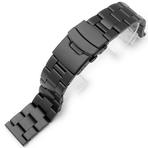 21 mm massiv Edelstahl 316L Super Oyster Watch Band, Abschluss gerade, PVD schwarz 21 mm massiv Edelstahl 316L Super Oyster Watch Band, Abschluss gerade, PVD schwarz