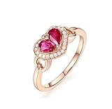 AnazoZ FINERING 18k Gold Damen-Ring Echt Rubin 0.65ct Diamant Trauringe Eheringe Hochzeit Verlobung für Frauen Ringgr. 55 (17.5) Ringschmuck