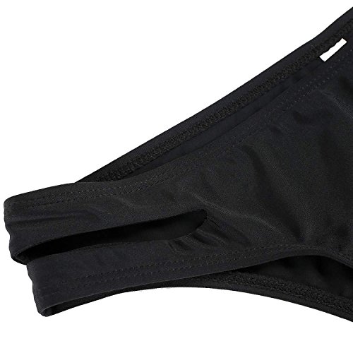 ASCHOEN Damen Push-Up Schwarz Badeanzug Bademode Neckholder Swimwear Bikini Set - 3