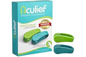 Aculief - Akupressur Werkzeug - Preisgekrönter Akupressur Clip zur Natürlichen Linderung von Kopfschmerzen, Migräne, Verspannung - Tragbares Akupressur Set - 2 Stück (Regulär, Grün/Blaugrün)