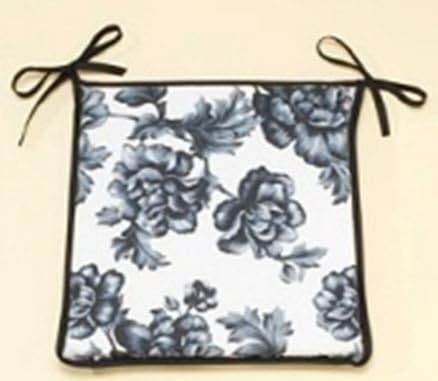 The Earl® Set Of 4 Beautiful REMOVABLE Dining Garden Chair Cushion Seat Pads With Ties (Rose Black)