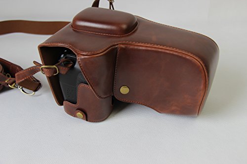 Plein de fond de protection d ouverture Version protection en cuir PU Camera Bag Case avec tr  pied Conception Compatible Pour Canon EOS 5D Mark IV 5D4 avec l   paule de cou de ceinture et de la carte de stockage Marron fonc  
