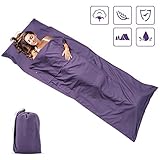 Poliéster suave y cómodo: buena experiencia de sueño: nuestro forro de bolsa de dormir está hecho de material de poliéster suave y agradable para la piel. Tiene buena transpirabilidad, resistencia a las arrugas y resistencia a la deformación. Es un material ideal para hojas de viaje en diversos entornos como el exterior.