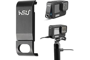 HSU Coperchio della batteria in lega di alluminio Adattatore porta di ricarica rimovibile compatibile per GoPro Hero 11/10/9