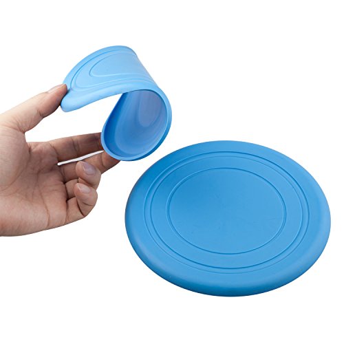DIGIFLEX-Light-Blue-Soft-Silicone-Dog-Frisbee-Medium-Flying-Disc-Toy