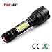 Produktbild gaddrt Tragbare Zoombare Taschenlampe im Freien XM-L T6 + COB LED Taschenlampe Lampe Penlight 18650 Taktische Taschenlampe, Extrem Hell Hochleistungs, Wasserdicht, Tragbare Taschenlampe Fürs Freie mit Einstellbarem Fokus