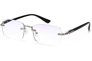 LUFF Rimless okulary do czytania dla mężczyzn i kobiet, okulary do czytania, bez ramki, ultralekkie, metalowe, klasyczne okulary do komputera, filtr niebieskiego światła, wygodne okulary