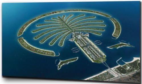 Spectacular Dubai Palm Canvas - Color: Black And White - Canvas Size: 20" X 32"