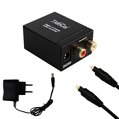 Tiancai DAC Convertisseur Numérique SPDIF Optique Coaxial Toslink vers Analogique Audio Stéréo L/R RCA avec Un Câble Toslink pour Box TV HD Blu-Ray DVD PS3 PS4 Xbox