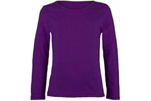 LUXE DIVA Maglietta a maniche lunghe, girocollo, elasticizzata, per la scuola, 2-13 anni