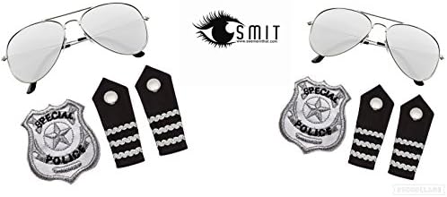 Police Officer Cop Set Police Sunglasses shoulder patch badge Kit cops Stag