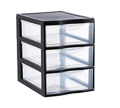 Sundis 4549003 Orgamix Mini Tour de Rangement Plastique Transparent/Noir 24,5 x 18,5 x 25,5 cm