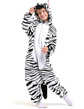 Ganzkörper Tier-Kostüm für Kinder - Plüsch Einteiler Overall Jumpsuit Pyjama Schlafanzug - viele Tiere zur Auswahl