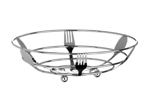 Premier Housewares Cesto cromato per la frutta, Design posate, 9 x 28 x 28 cm