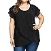 Produktbild VJGOAL Damen Pullover, Frauen Abendkleid Mode Trendy Chiffon T-Shirt Lässige Kurzarm Blusenoberteil Mit Fester Rüschen in ÜbergrößeSchwarz,44