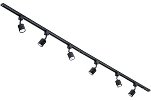 LITECRAFT Kitchen Track Light with Soho Fixture & GU10 LED Bulbs - (Black, 2M 6 Light)