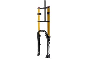 HIMALO 20 Inch Bike Suspension Fork 4.0 Tire Fat Fork Straight Double Shoulder Air Fork Travel 110mm QR 135mm Disc Brake Front Fork Rebound Adjustable (Color : Gold)