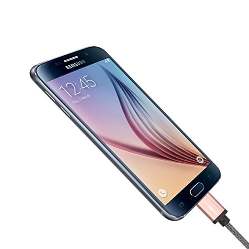 Micro USB Kabel 2 m CABBRIX® Schnellladekabel USB 2.0-Kabel A-Stecker auf Micro-B High Speed Sync Aluminium Ladekabel für Android Smartphones, Samsung Galaxy, HTC, Huawei, Sony, Nexus, Nokia, Kindle und mehr – Rosè Gold - 4