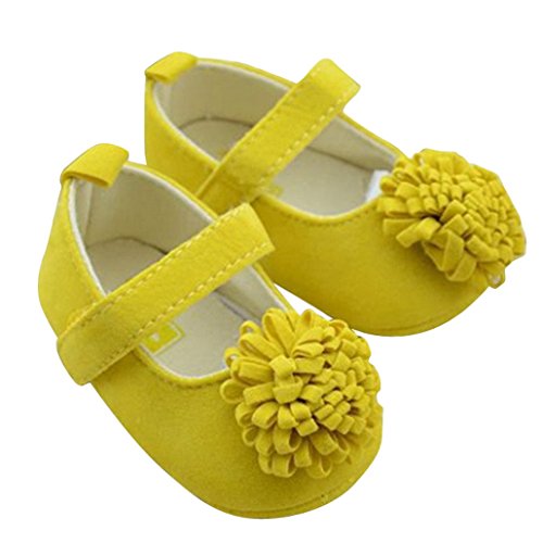 DEHANG Baby Girls Sandals Toddlers Yellow Flower Non-slip Soft Sole Crib Shoes Yellow 9-12 Month