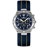 Jacques Lemans 1-1483C Chronograph Uhr Herrenuhr Lederarmband Edelstahl 100m Analog Chrono Datum blau