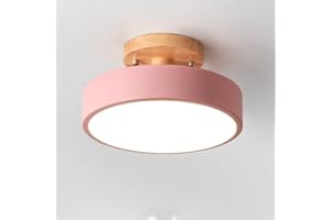 CHAO ZAN Plafonnier Luminaire Nordique LED, Plafonniers Led Modernes Ronds En Bois Intérieur Ø18cm IntéRieur 13W métal Pour d'enfant chambre à coucher Salon Cuisine Salle À Manger Couloir Bureau (rose(13W))