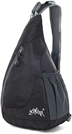 Packable Shoulder Backpack Lightweight Foldable Sling Backpack Crossbody Bag Pack for Outdoor Sports, Cycling, Hiking, Camping, School (Black)