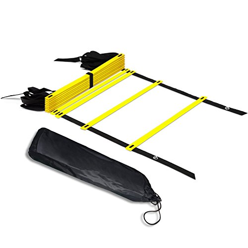 6M 12 Sprossen Sport Trainingsleiter Dauerhafte Fußball Koordinationsleiter mit Tasche - 2