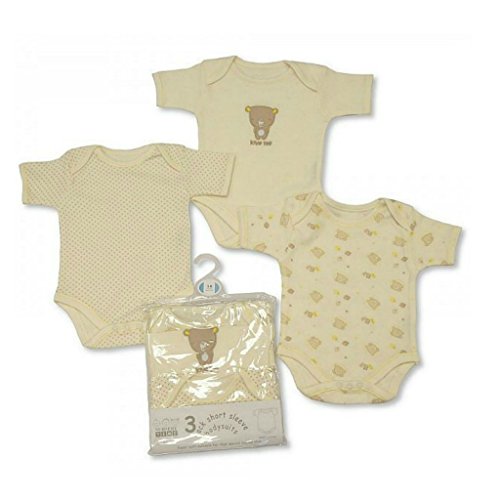 3 Pack Teddy Bear Short Sleeved Baby Vests - 3 - 6 Months / 62-68 cm / 8 kg