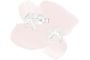 Laimons Kids Pendientes para niña Huella de perro Brillante Plata de ley 925
