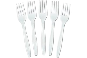 SARIMON Pack of 100 White Economy Forks Cutlery, Reusable Microwave- Safe Table Fork, 6" Long Ideal for Birthday, Parties, Wedding, Camping and Daily Use White Forks (100) Pcs